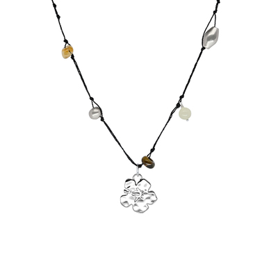 LAZY CIRCLES海岛花花编绳项链女重工细巧手工编织吊坠锁骨链度假