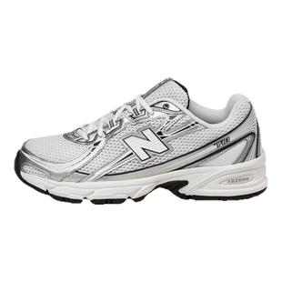 NEW BALANCE NB740系列 男女银白低帮复古拼接网眼透气运动鞋