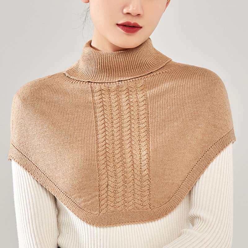 高领脖套女假领子针织毛线护颈椎保暖围脖围巾秋冬季套头披肩