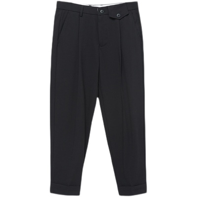 男士宽松大码西裤垂感直筒毛呢