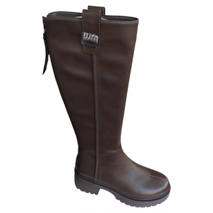 黑色靴子女中筒靴不过膝2025秋冬季新款复古长皮靴中跟高筒骑士靴