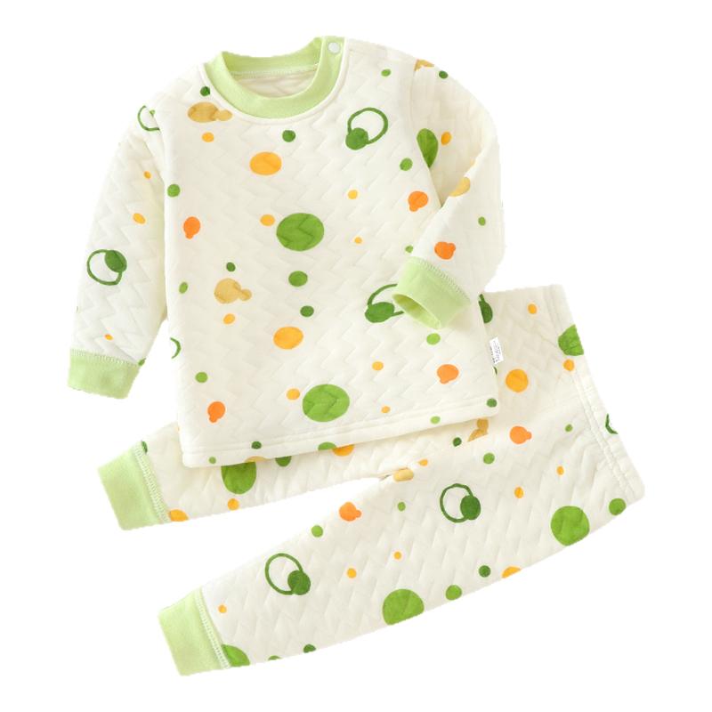 宝宝保暖套装秋冬男女儿童秋衣秋裤冬季婴儿衣服分体三层夹棉冬装