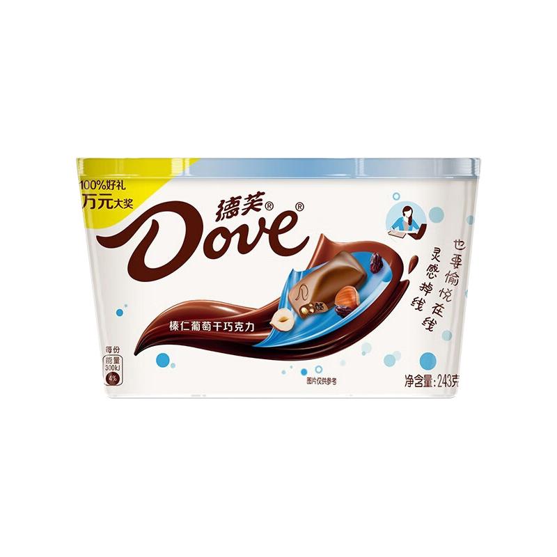 德芙(Dove)榛仁葡萄干巧克力243g休闲零食碗装夹心巧克力伴手礼