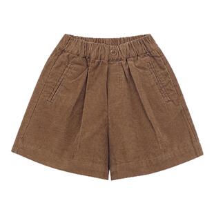 允儿妈女童春夏洋气灯芯绒阔腿裤幼儿园宝宝2025新款百搭短裤裤子