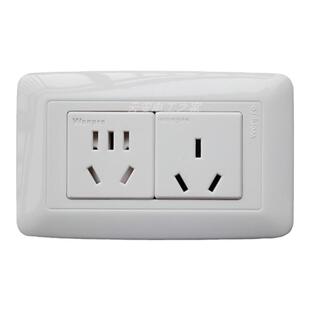 稳不落118型120型老旧通用款家用办公室墙壁暗装二位国标五孔插座
