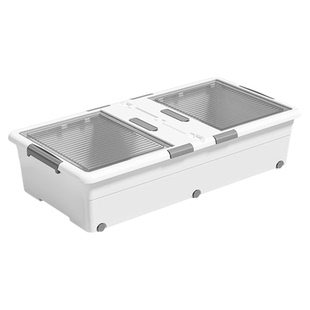 日本床底收纳箱带滑轮放床下大容量超大扁平抽屉式透明储物收纳盒