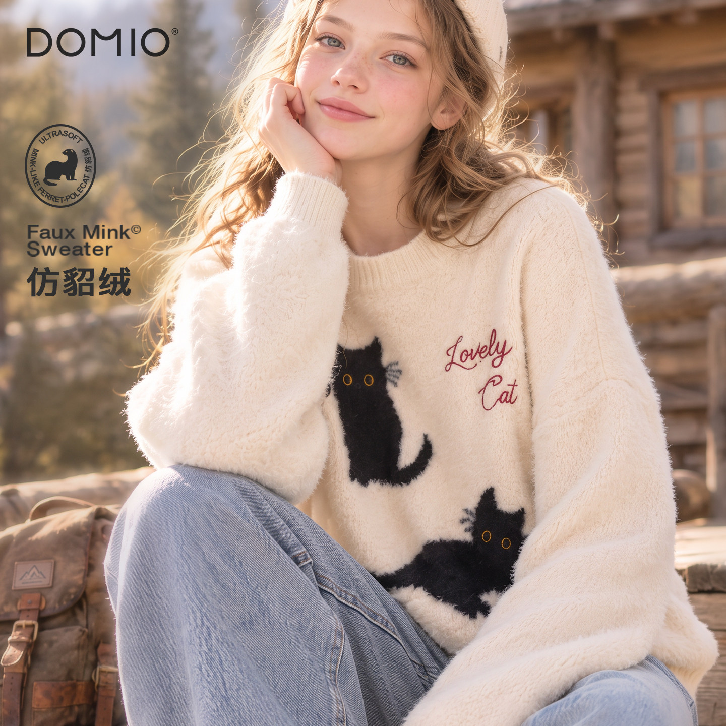 女童仿貂绒加厚保暖毛衣秋冬
