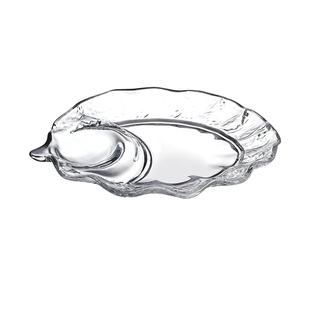 玻璃饺子盘家用2025新款虾盘带醋碟餐盘碗高端菜盘吃水饺专用托盘