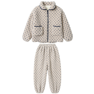 女童加绒睡衣新款珊瑚绒加厚保暖女孩大童家居服套装儿童冬装童装