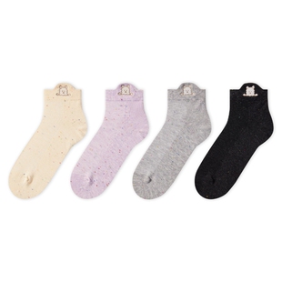 上森短袜女夏薄款透气短款袜子10A抗菌棉袜小狗刺绣袜搭勃肯鞋袜