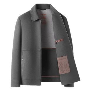 羊毛呢子外套男士短款翻领拉链款男装夹克2025新款高端双面呢大衣