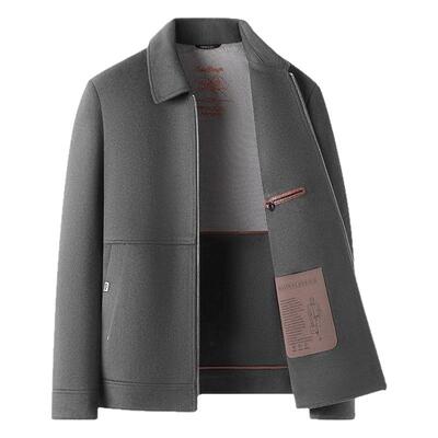 羊毛呢外套男短款翻领双面呢夹克