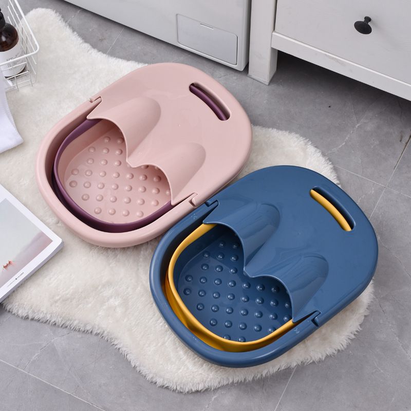 2024新款儿童折叠泡脚折叠塑料足浴浴盆盖桶足可带桶按摩手提女