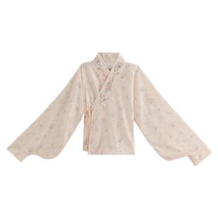 森女部落轻lo童话卡通刺绣V领衬衫女2026新款宽松百搭长袖上衣春