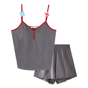 yso【礼物系列】睡衣女夏吊带短裤纯色休闲简约家居服可外穿套装B