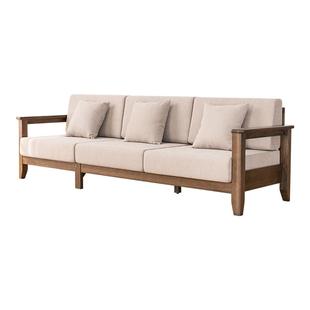 优木家具全实木转角沙发北美红橡木三人沙发转角北欧简约胡桃木色