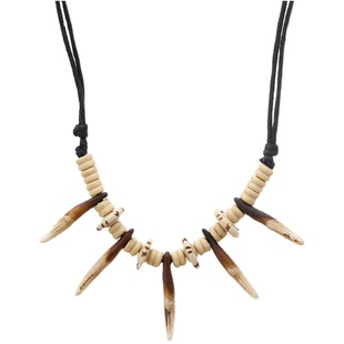 复古部落民族风狼狗牙牦牛骨项链男女简约个性长短款野性挂件配饰