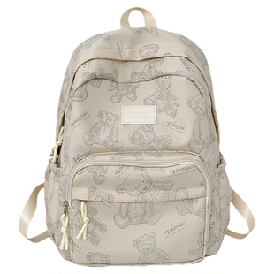 书包女生初中生小熊印花轻便减负出游旅行双肩包女孩出去玩背的包