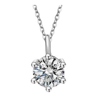 蒂芙星钻18K金培育钻石河南人工人造钻石六爪项链百搭大气简约