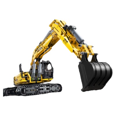 cada咔搭挖掘机积木模型儿童遥控玩具拼装工程车大型挖土机C61082