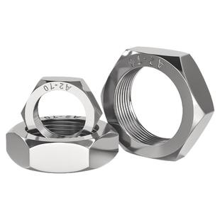 304/316L不锈钢细牙薄螺母六角螺丝帽M8M10*1M12M14M16M18M20*1.5