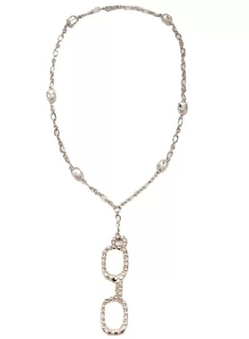 金属水钻宝石眼镜造型吊坠项链