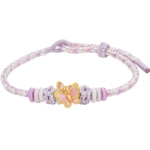 周六福黄金手绳女5d硬金定价花语转运珠金边紫蝶手绳粉紫珐琅蝴蝶