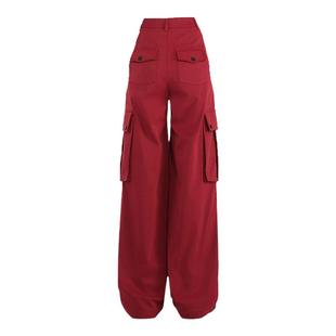 波尔多红美式高街加绒工装直筒裤女秋冬2026新款休闲百搭女士裤子