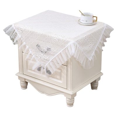 床头柜遮丑神器白色蕾丝防尘盖布新款正方形圆形通用桌布高级轻奢