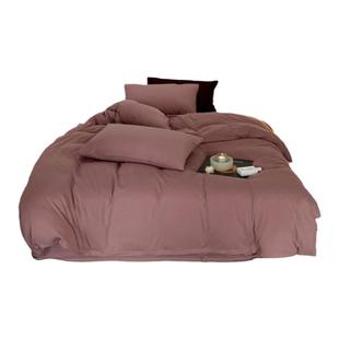 小井家天竺棉四件套纯棉全棉被套床笠针织床上用品裸睡床单床品蓝