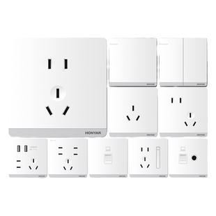 鸿雁开关插座官方旗舰店86型家用暗装一开五孔插座带开关面板Q白