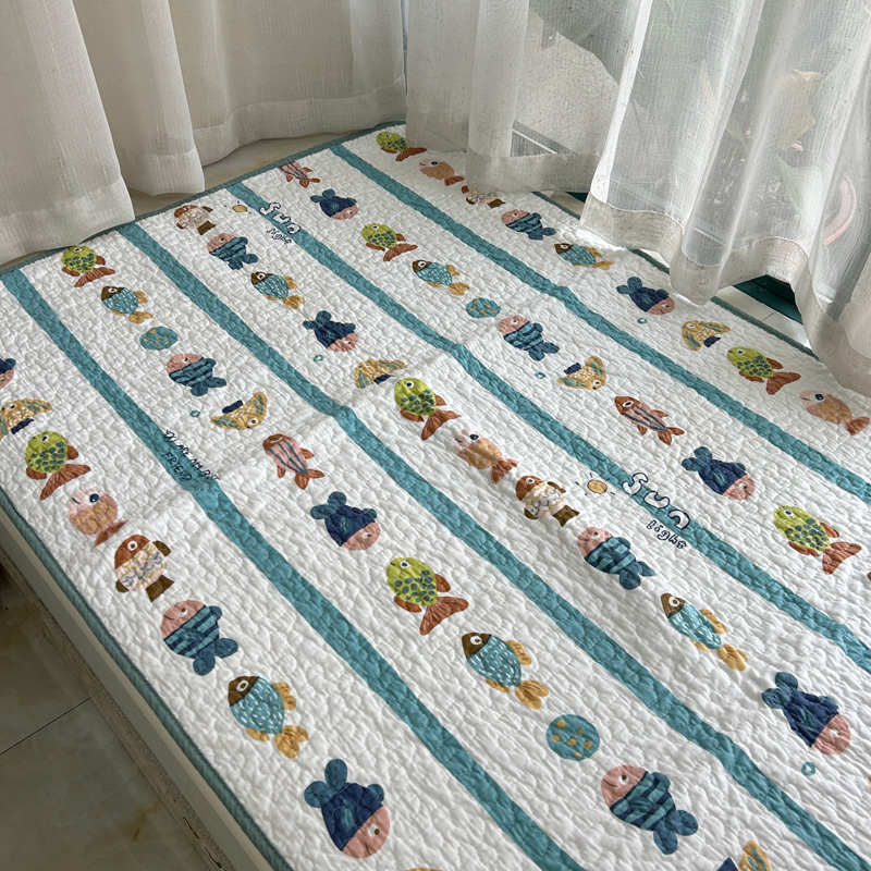 小尺寸纯棉床盖卡通衍缝夹棉床单童车床垫床褥尿垫可洗经期例假垫