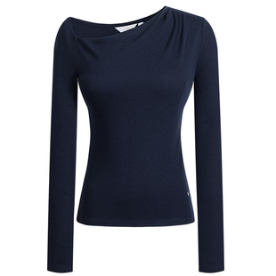 Navigare意大利小帆船修身露肩t恤女长袖2026春夏百搭显瘦体恤衫