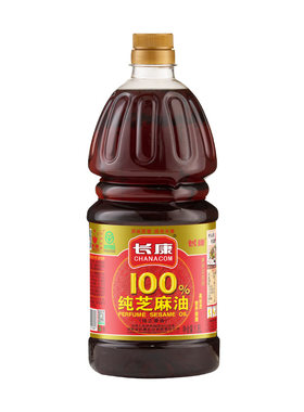 长康纯芝麻油1.8L装纯正绿色食品认证凉拌烧烤火锅量贩装