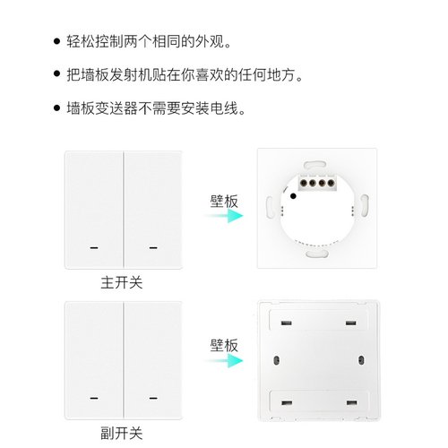 22wifi智能2路开关手机无线搭配RF布线免面板控制控双智能开关