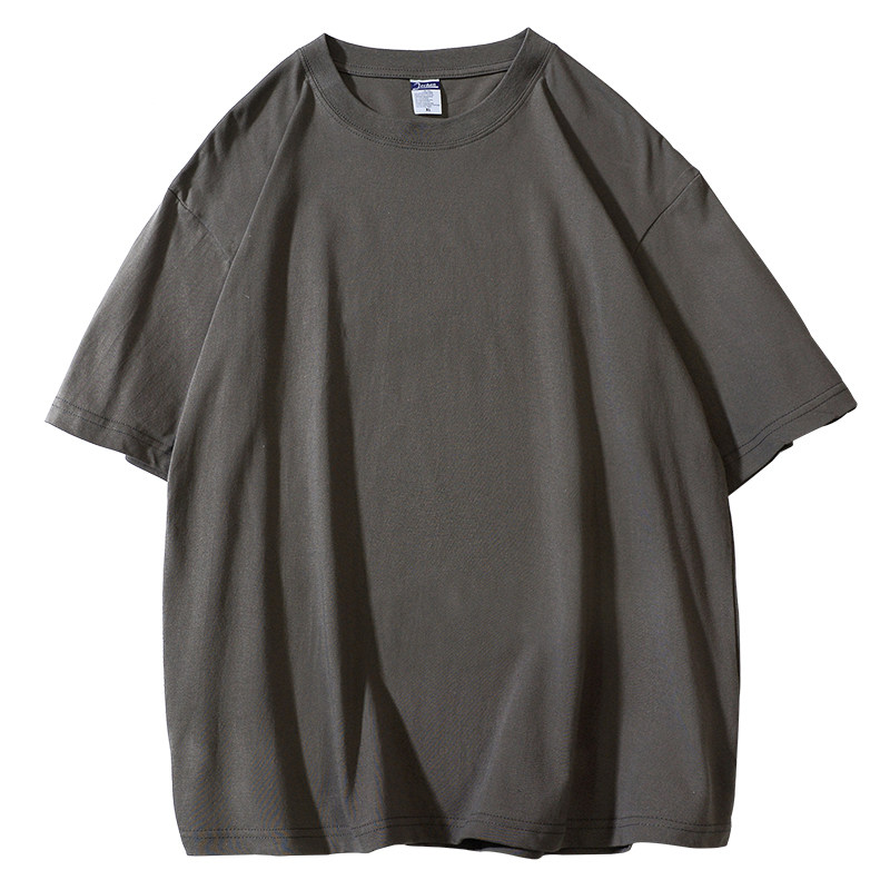 美式260g重磅短袖t恤男女夏季纯棉复古厚实打底衫纯色二本针半袖