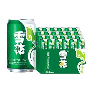 雪花啤酒清爽8度330ml*24听新鲜拉格整箱口感冰爽【经典爆款】