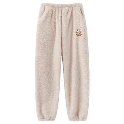 超厚款珊瑚绒法兰绒男女睡裤口袋