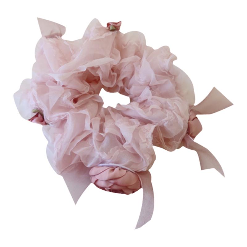 GUKUALI原创 春季新款小花网纱大肠发圈日常百搭扎头发发绳发饰