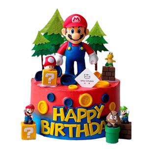 超级玛丽蛋糕装饰马里奥摆件蘑菇小恐龙网红儿童生日派对插件插牌