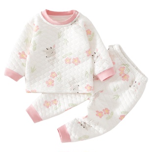 婴儿衣服秋冬保暖分体套装新款入秋夹棉宝宝冬装纯棉a类秋装女9男