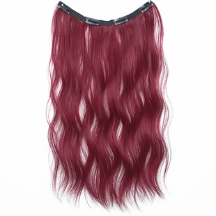 挑染假发片彩色大波浪长卷发增发量蓬松漂染红一片式挂耳染接发片