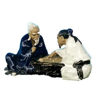 下棋人物摆件钓鱼醉酒弹琴读书盆景装饰品车载假山鱼缸造景工艺品