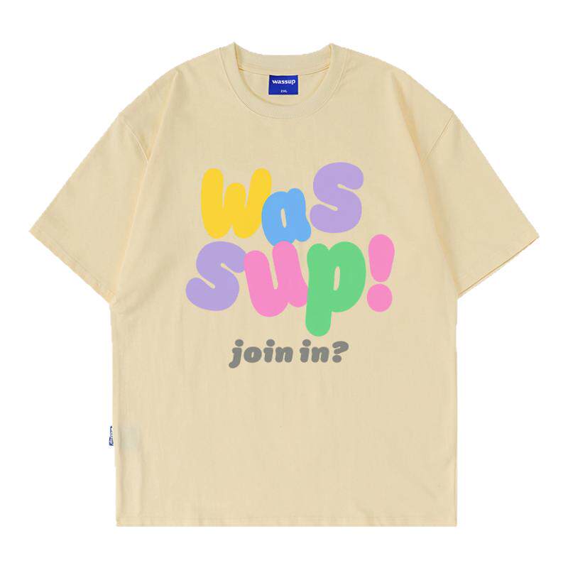 【WASSUP喷墨】彩绘字母T恤短袖