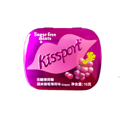 kissport无糖薄荷糖口香糖亲嘴水蜜桃味清新口气柠檬茉莉青提糖果