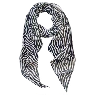 旷野条纹!黑白斑马纹丝巾女春夏薄款长方形系脖配饰时髦复古围巾