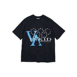 Vinkid(云梯)星星英文短袖 美式街头潮流小众嘻哈国潮个性百搭T恤