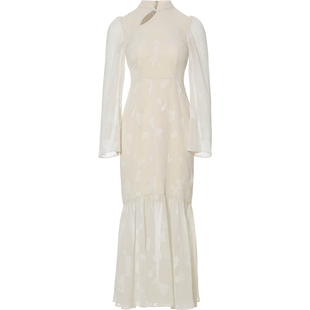 从那以后新中式改良旗袍裙国风礼服裙子白色连衣裙鱼尾长裙女春季