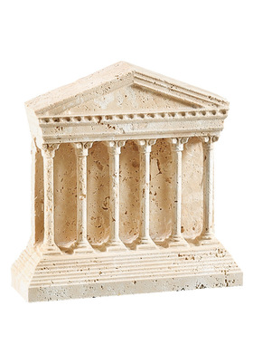 侘寂风天然黄洞石建筑摆件软装