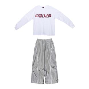 CBXLAB儿童街舞潮牌男童嘻哈街头街舞套装潮服银色嘻哈hiphop长裤